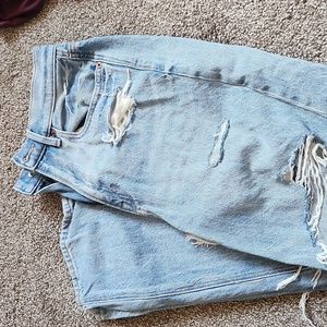 American eagle high rise jeans with hole cut outs.
